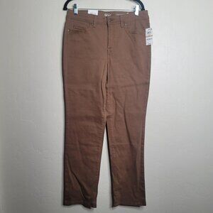 Style Co Jeans Womens 12 Brown Denim Straight Leg High Rise Tummy Control 33x30